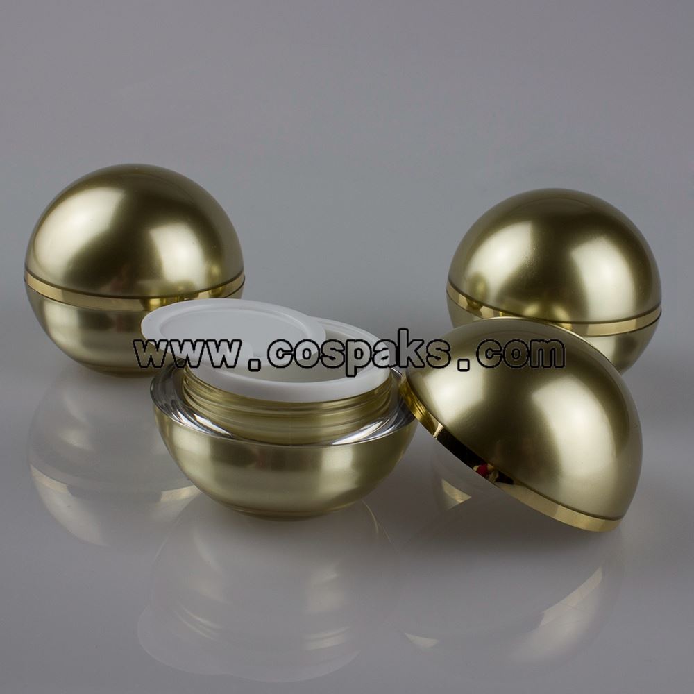 wholesale plastic golden 15g acrylic ball jars, 15ml ball plastic jars, 15g Cosmetic Pot Wholesale
