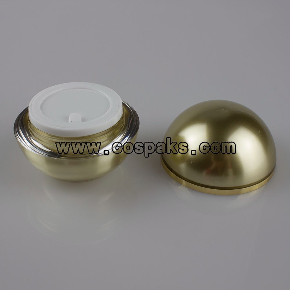 wholesale plastic golden 15g acrylic ball jars, 15ml ball plastic jars, 15g Cosmetic Pot Wholesale