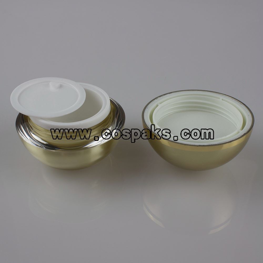 wholesale plastic golden 15g acrylic ball jars, 15ml ball plastic jars, 15g Cosmetic Pot Wholesale