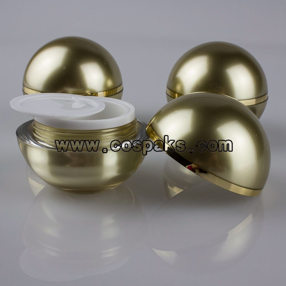 wholesale plastic golden 15g acrylic ball jars, 15ml ball plastic jars, 15g Cosmetic Pot Wholesale