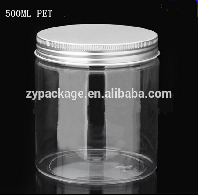 wholesale plastic jar transparent 250ml with aluminium cap 50ml 100ml 120ml 200ml 300ml 500ml