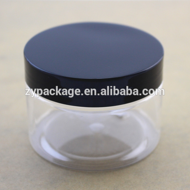 wholesale plastic jar transparent 250ml with aluminium cap 50ml 100ml 120ml 200ml 300ml 500ml