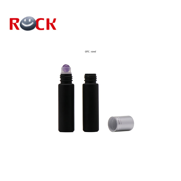 wholesale popular matt black perfume essential oil glass roll on bottles with steel roller ball