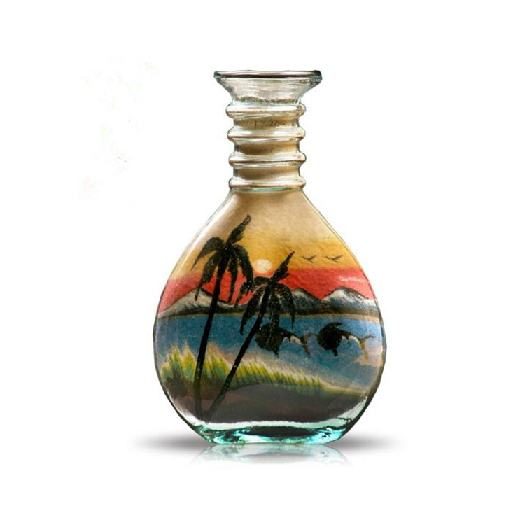 wholesale pretty empty sand painting glass bottle for decoration gift wishing glass jar food storage canister with cork
