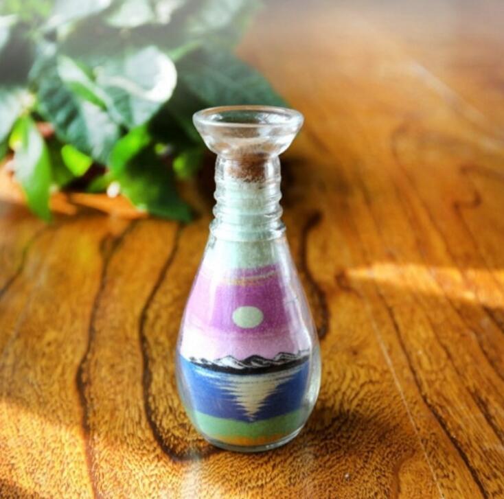 wholesale pretty empty sand painting glass bottle for decoration gift wishing glass jar food storage canister with cork