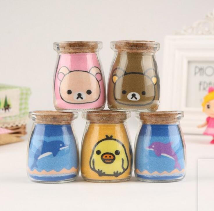 wholesale pretty empty sand painting glass bottle for decoration gift wishing glass jar food storage canister with cork