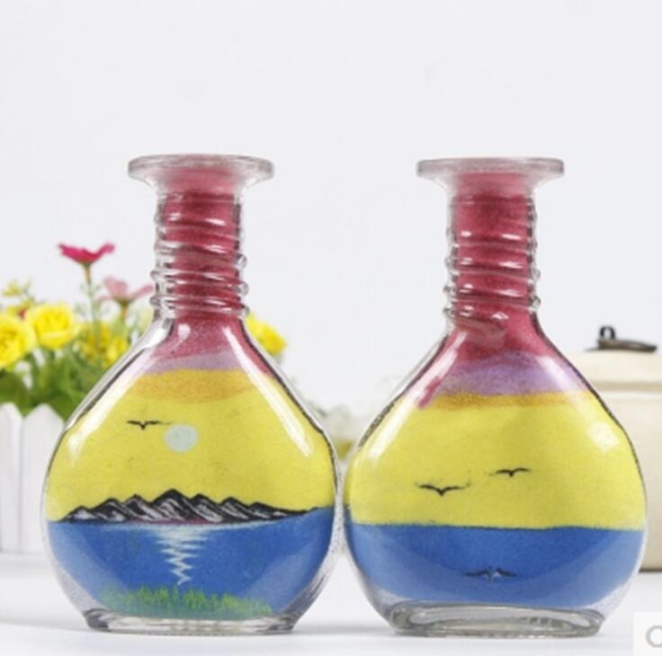 wholesale pretty empty sand painting glass bottle for decoration gift wishing glass jar food storage canister with cork