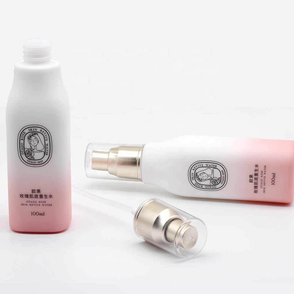 wholesale price 100ml customized white opal glass cosmetic bottle with aluminum gold sprayer