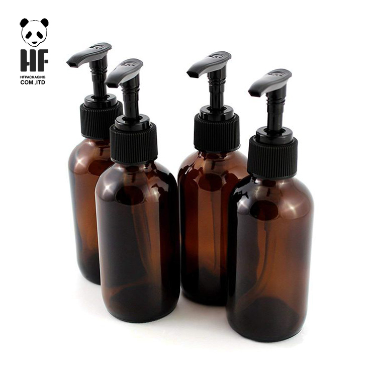 wholesale prumium quality amber glass lotion bottle 250ml with lotion squeeze pump