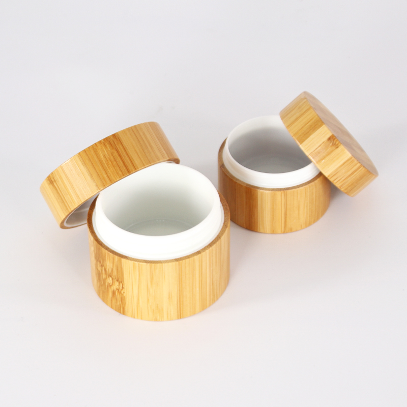 wholesale recyclable bamboo Custom logo 100g 50g 30g Environmental empty full cover bamboo cream jars