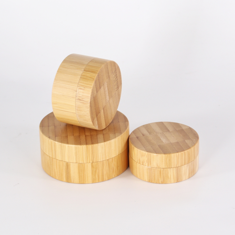 wholesale recyclable bamboo cosmetic jars 10g 30g bamboo full covered plastic cream jar container
