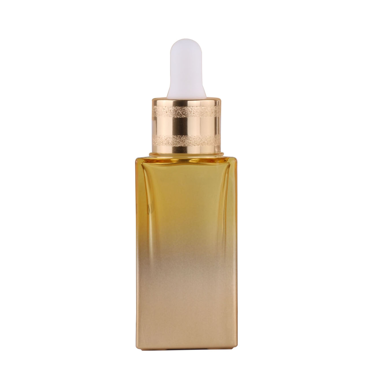 wholesale recyclable grand golden yellow rectangle glass dropper bottle 30 ml perfume oils square serum bottles with top drop