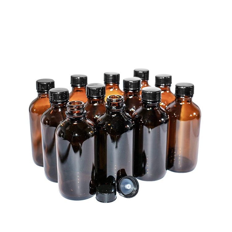 wholesale refillable boston round amber 100 ml spirit milk glass bottle
