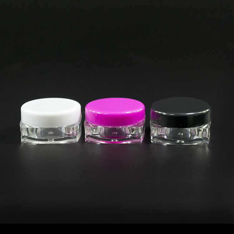 wholesale round and square sample mini 3g 5g 10g 15g 20g plastic cosmetic cream jar with colored lid