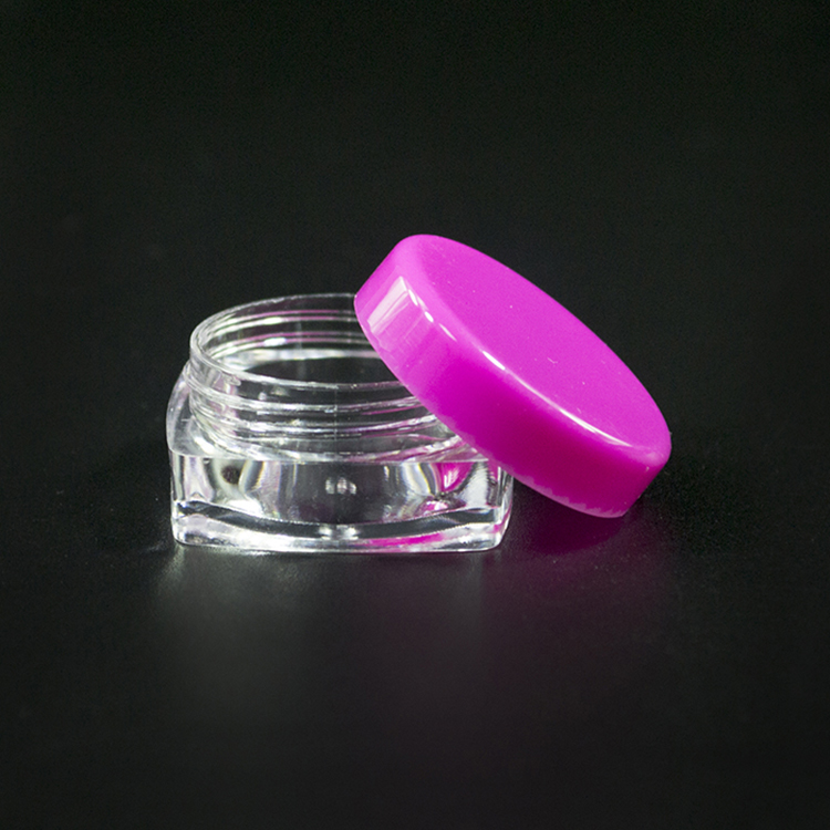 wholesale round and square sample mini 3g 5g 10g 15g 20g plastic cosmetic cream jar with colored lid