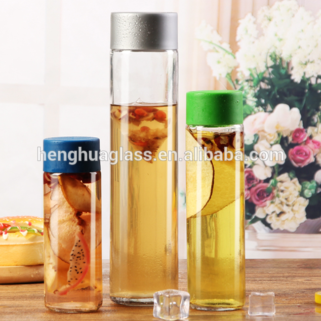 wholesale round empty 250ml 300ml 350ml 375ml 400ml 500ml 800ml voss kombucha glass bottle for milk tea with Plastic cap