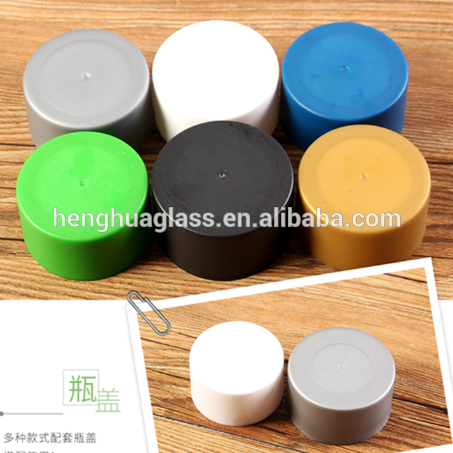 wholesale round empty 250ml 300ml 350ml 375ml 400ml 500ml 800ml voss kombucha glass bottle for milk tea with Plastic cap