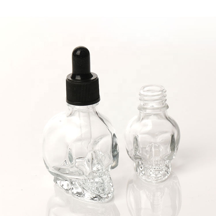 wholesale skull shape special Finish High-end clear Empty Fancy Wine 30ml 60ml 120ml liquor glass bottle