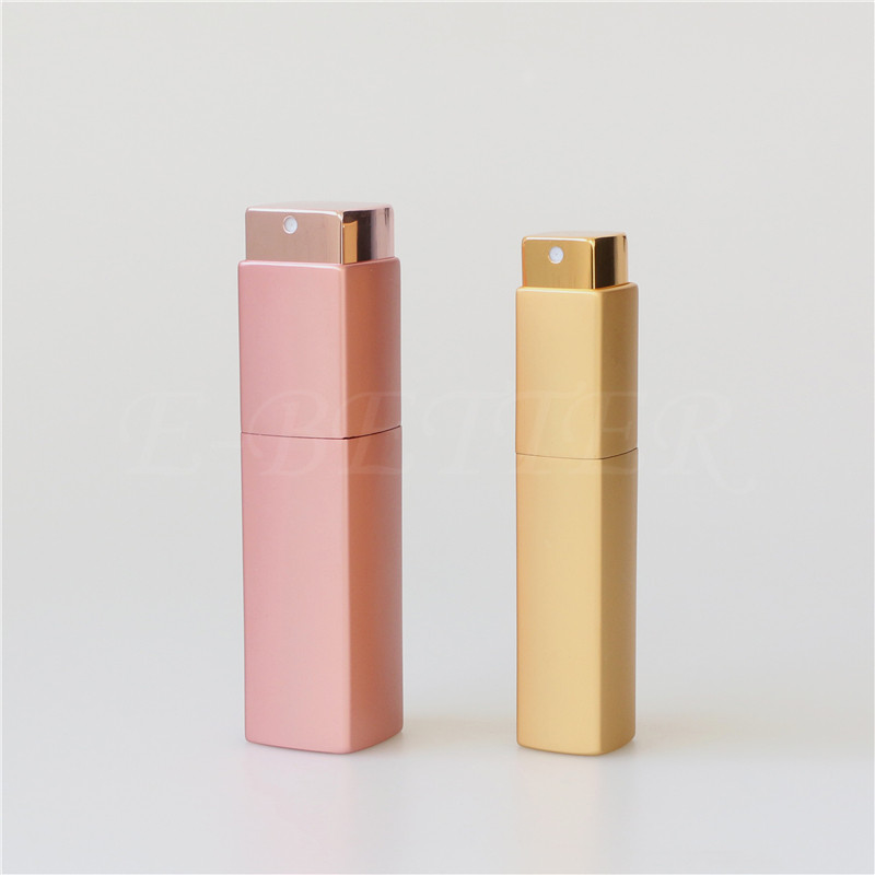 wholesale small square aluminum perfume bottles spray 20ml refillable rotary travel atomizer