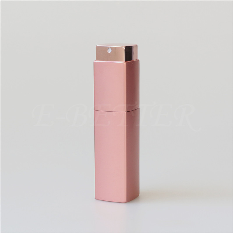 wholesale small square aluminum perfume bottles spray 20ml refillable rotary travel atomizer