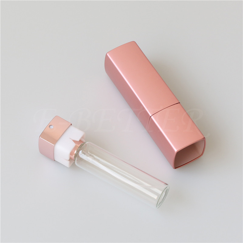 wholesale small square aluminum perfume bottles spray 20ml refillable rotary travel atomizer