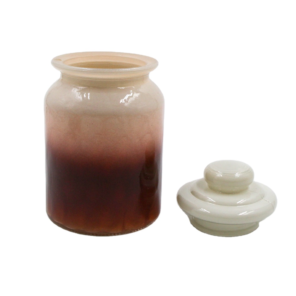 wholesale spray colored glass canister for food storage