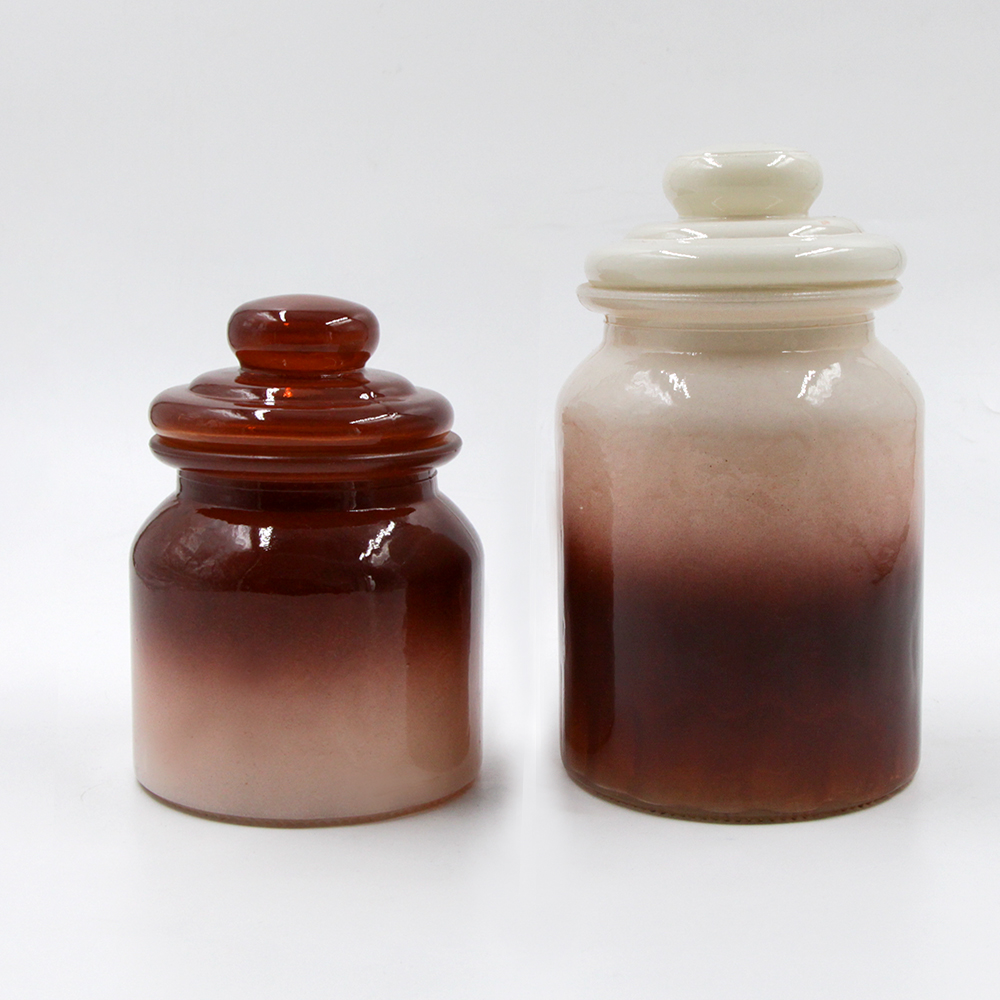 wholesale spray colored glass canister for food storage