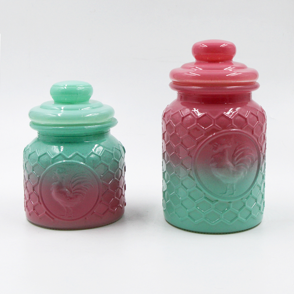 wholesale spray colored glass canister for food storage