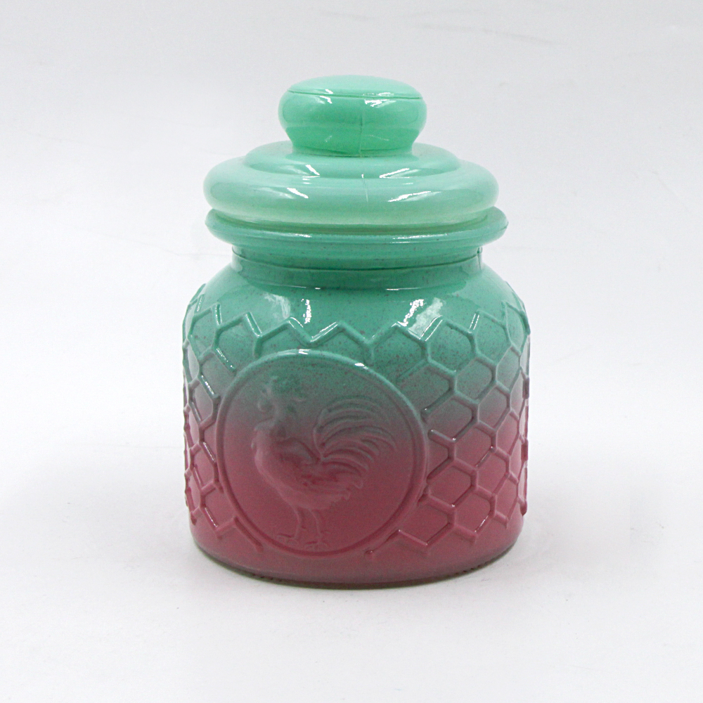 wholesale spray colored glass canister for food storage