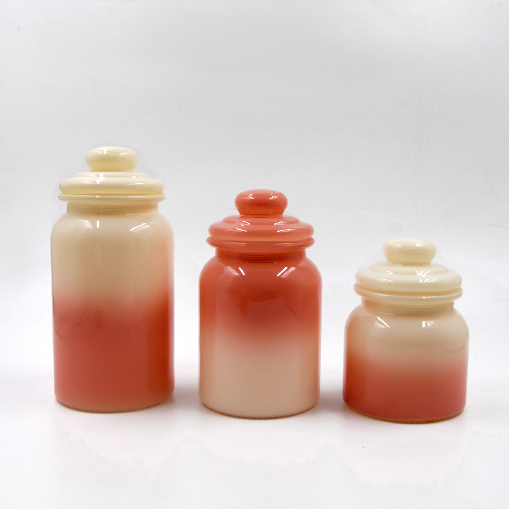 wholesale spray colored glass canister for food storage