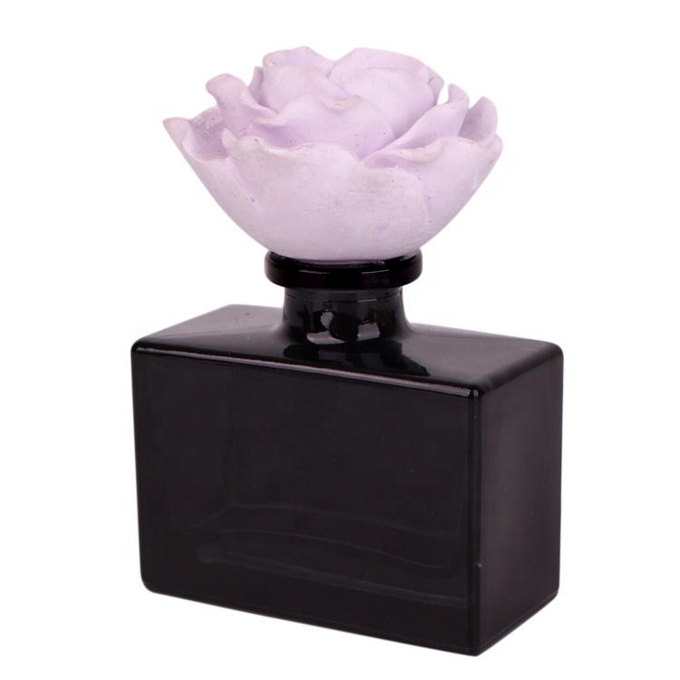 wholesale square empty 50ml matte black glass perfume aroma diffuser bottles