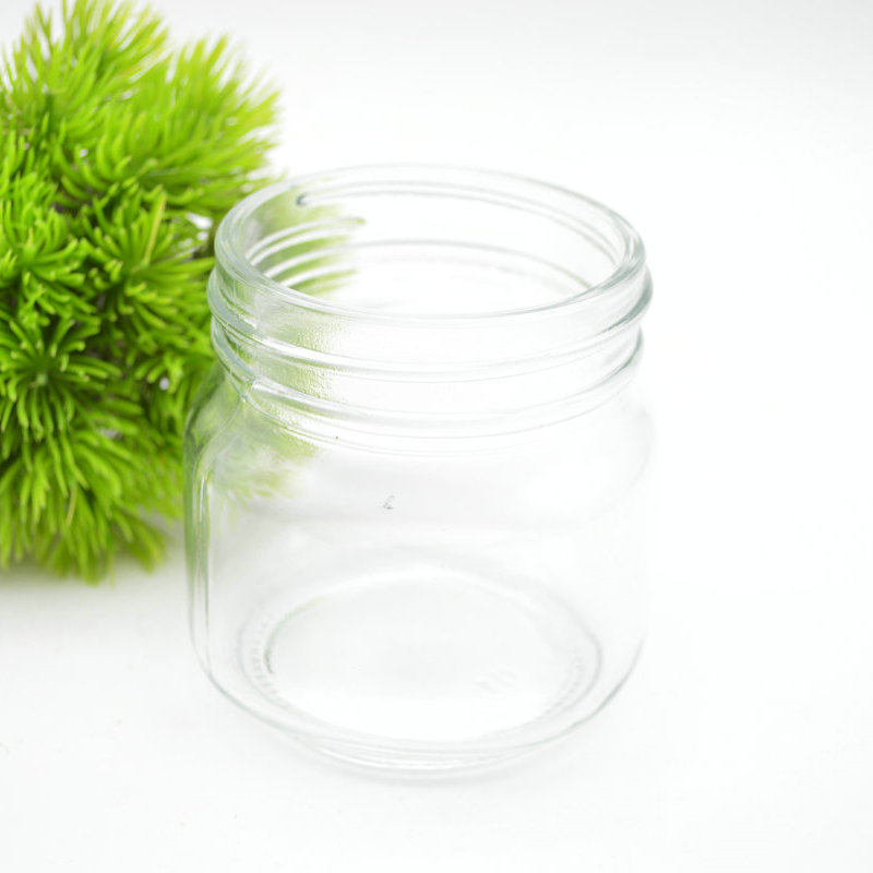 wholesale stocked clear round food packing jars glass jar with metal lids 250ml glass jar
