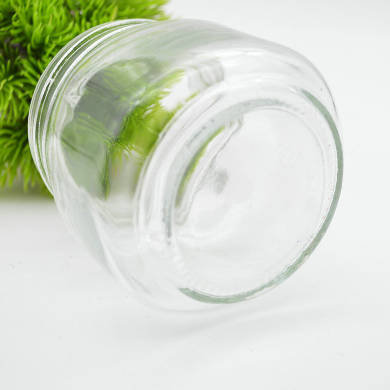 wholesale stocked clear round food packing jars glass jar with metal lids 250ml glass jar