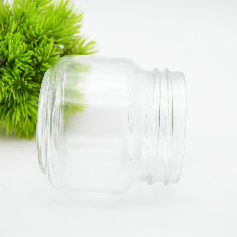 wholesale stocked clear round food packing jars glass jar with metal lids 250ml glass jar