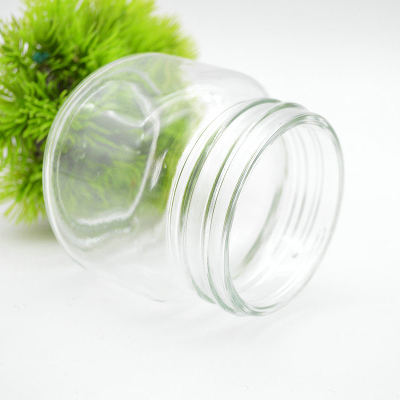 wholesale stocked clear round food packing jars glass jar with metal lids 250ml glass jar
