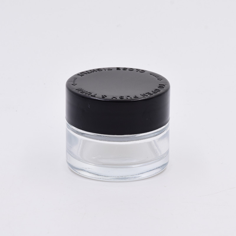 wholesale  straight side 30ml clear round food storage  glass jar with plastic child proof lid