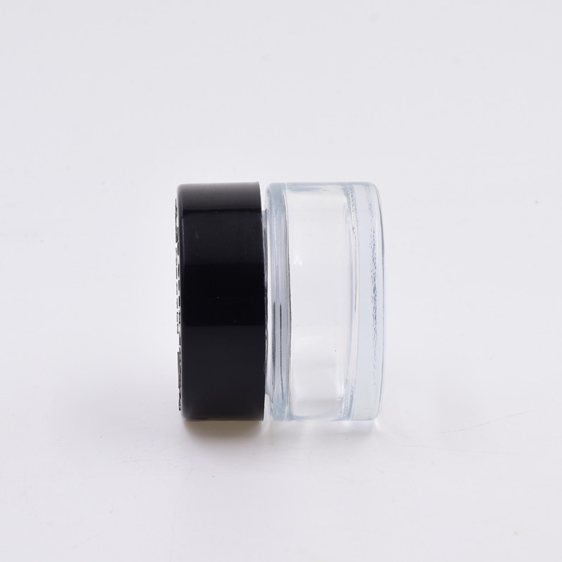 wholesale straight side 30ml clear round food storage glass jar with plastic child proof lid