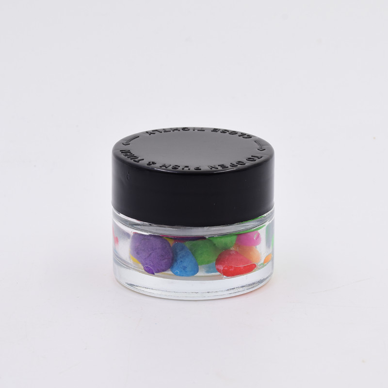 wholesale straight side 30ml clear round food storage glass jar with plastic child proof lid