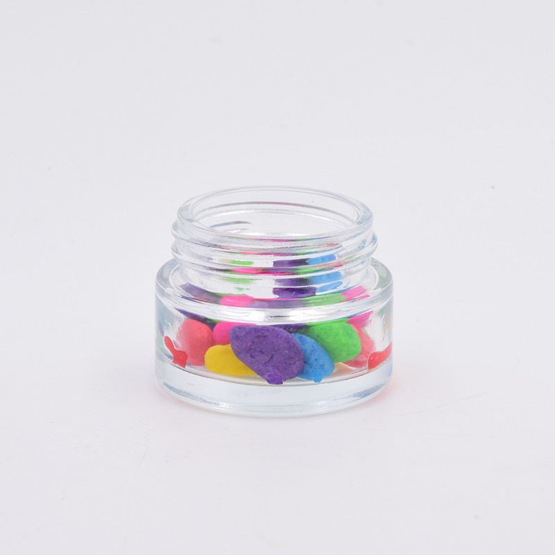 wholesale straight side 30ml clear round food storage glass jar with plastic child proof lid