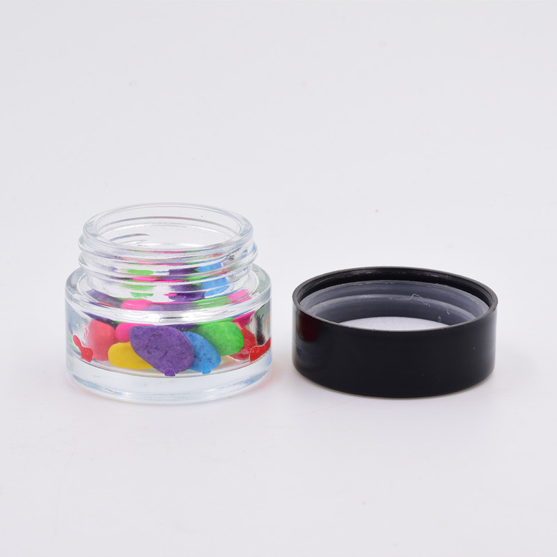 wholesale straight side 30ml clear round food storage glass jar with plastic child proof lid
