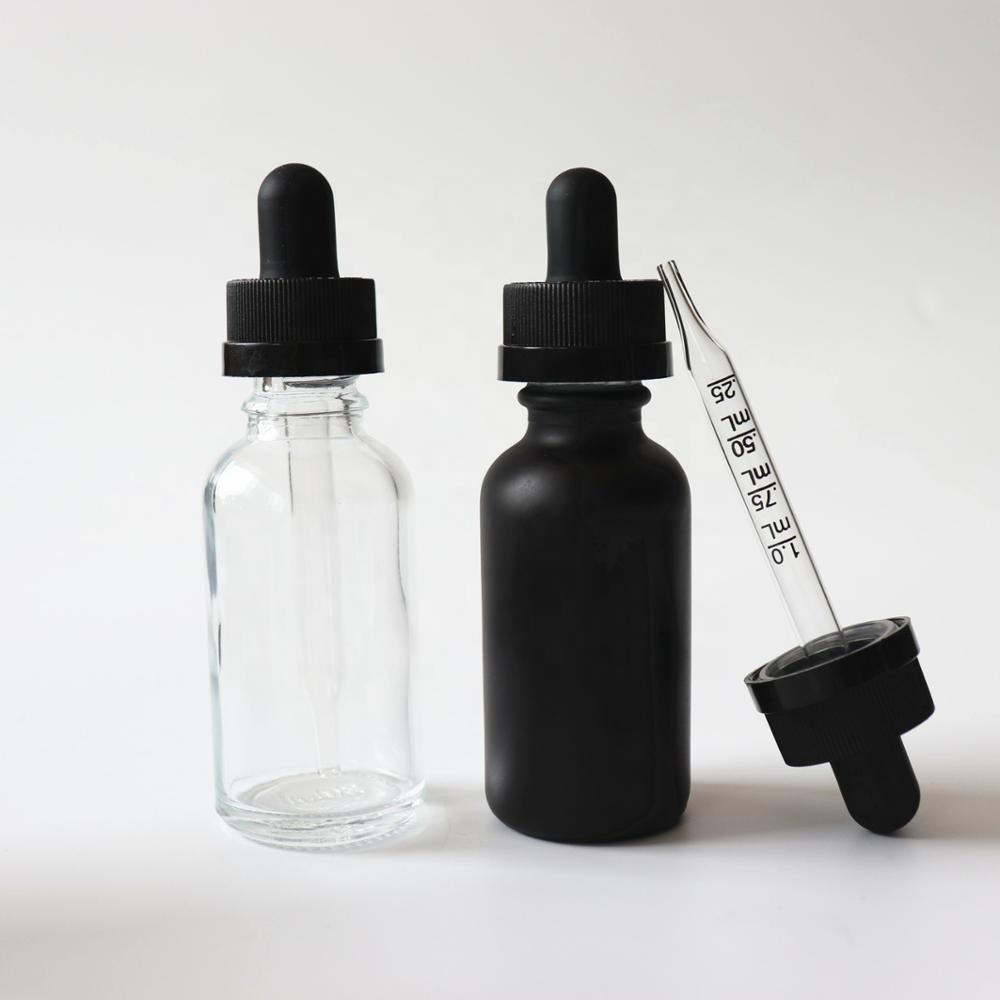 wholesale tincture bottles e vape oil frosted black 30ml glass dropper bottles with kraft paper tube