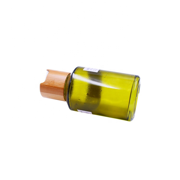 wholesale top quality cosmetic package 125ml toner lotion hair oil cosmetic glass bottle with bamboo flip top