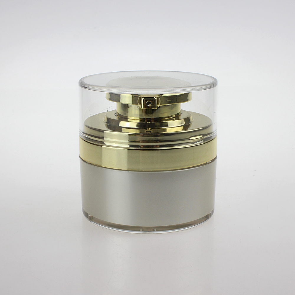 wholesale unique 30g round gold press Refillable cosmetic jars,luxury 1 oz empty acrylic cream container