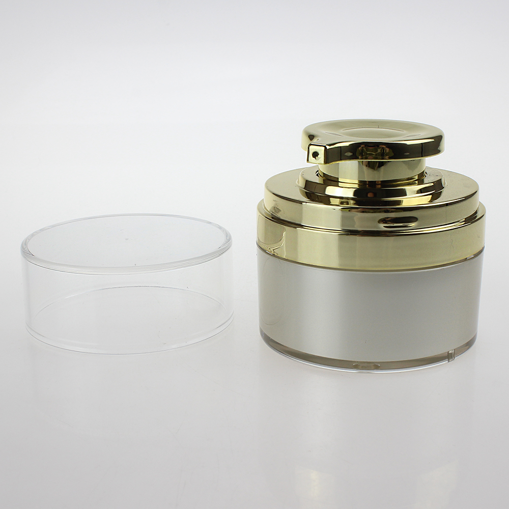 wholesale unique 30g round gold press Refillable cosmetic jars,luxury 1 oz empty acrylic cream container