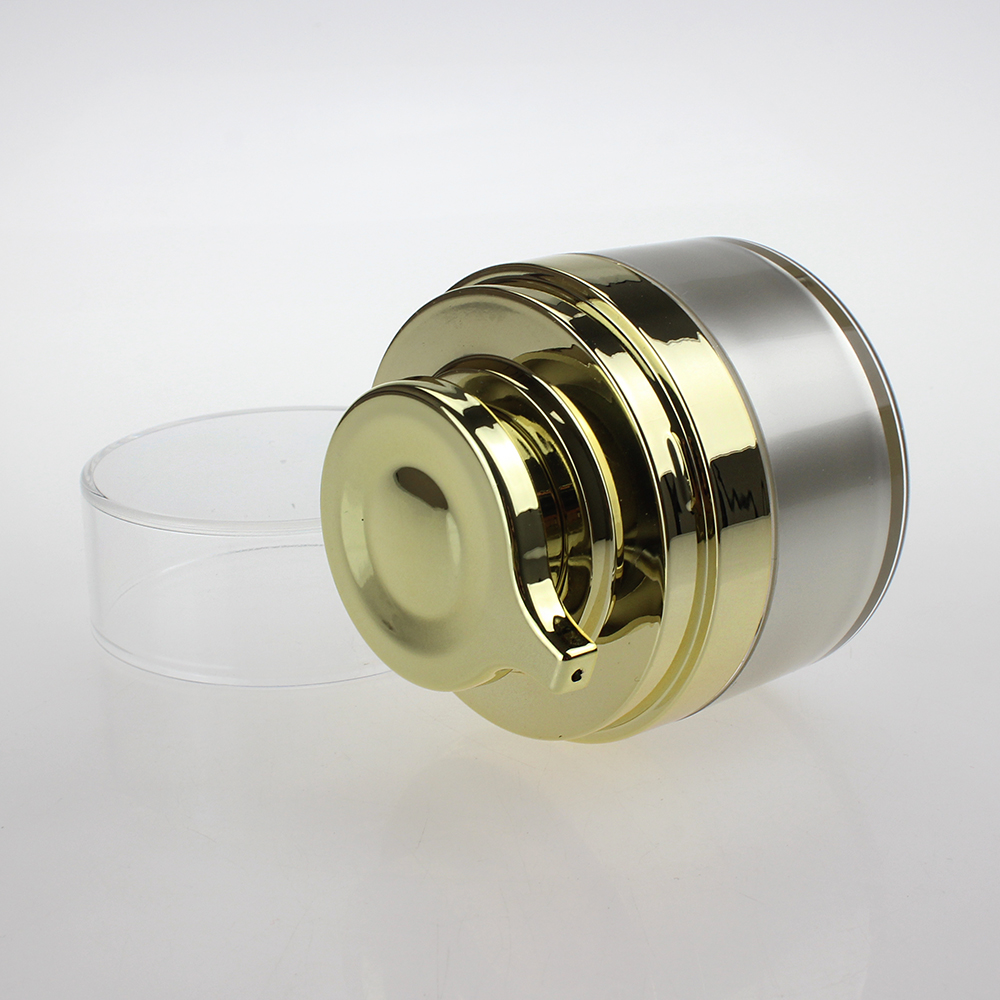 wholesale unique 30g round gold press Refillable cosmetic jars,luxury 1 oz empty acrylic cream container