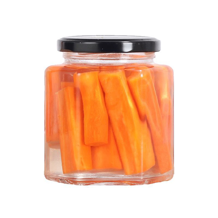 wholesale unique glass hexagon honey jar,food storage jar
