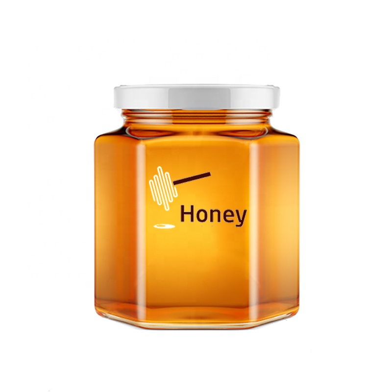wholesale various size hexagon clear glass honey jar