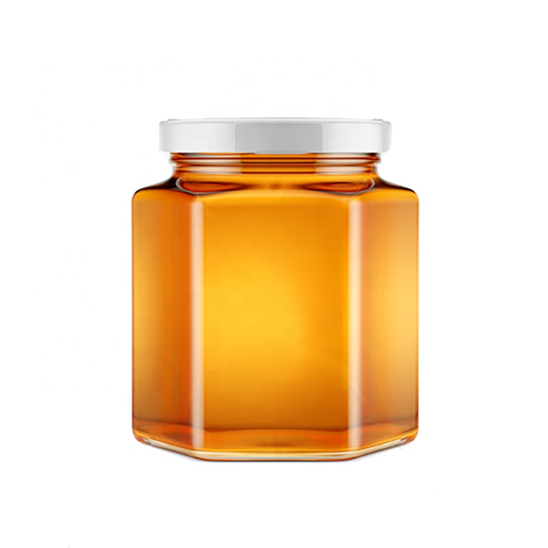 wholesale various size hexagon clear glass honey jar