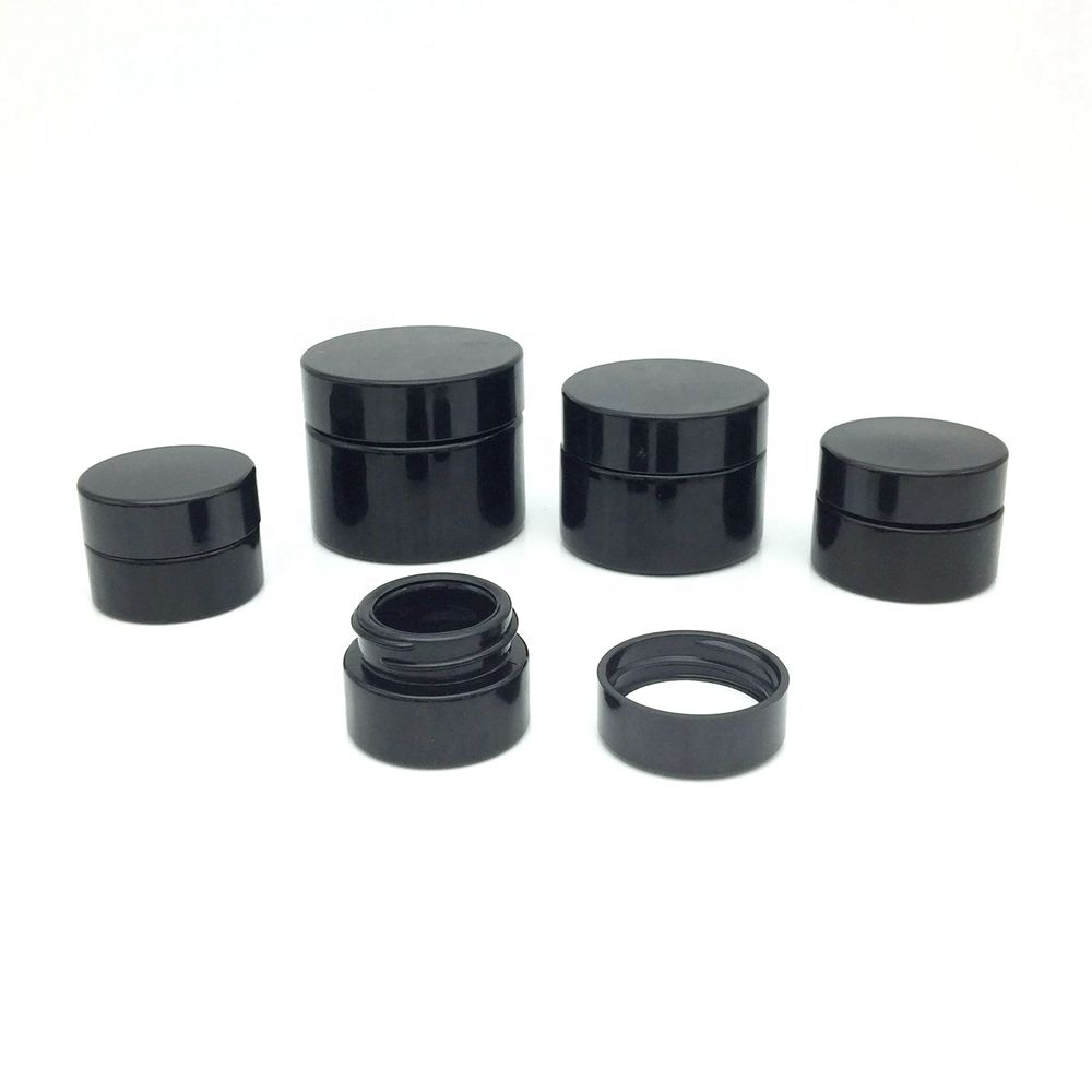 wholesale violet optical glass cosmetic packaging 20g 30g 50g empty black glass cosmetic jar face cream jars