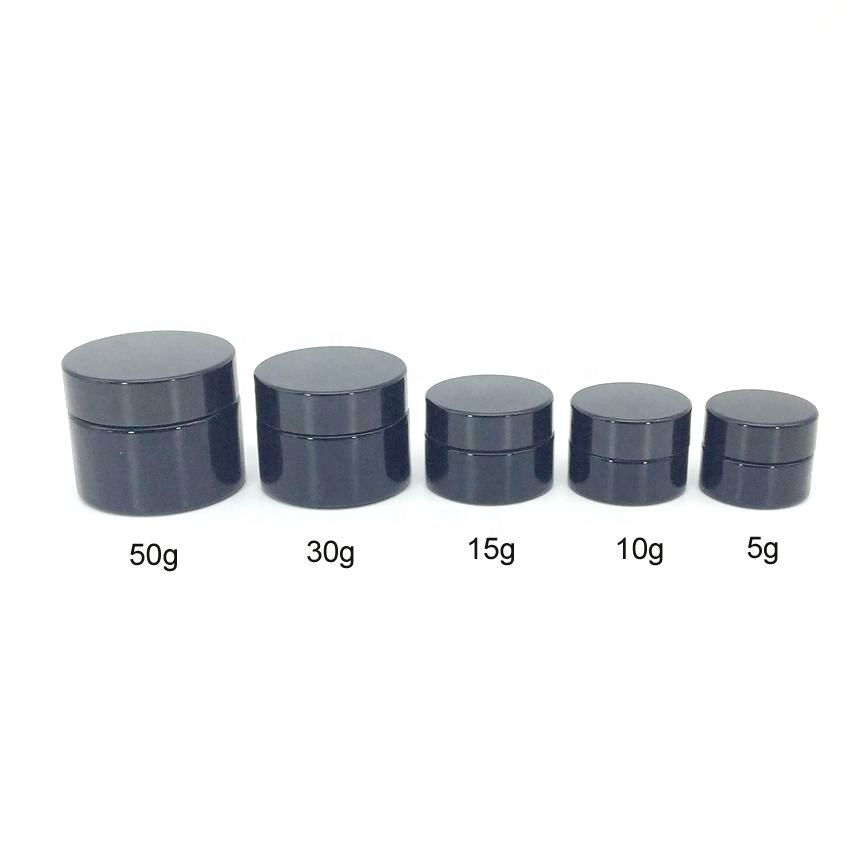 wholesale violet optical glass cosmetic packaging 20g 30g 50g empty black glass cosmetic jar face cream jars